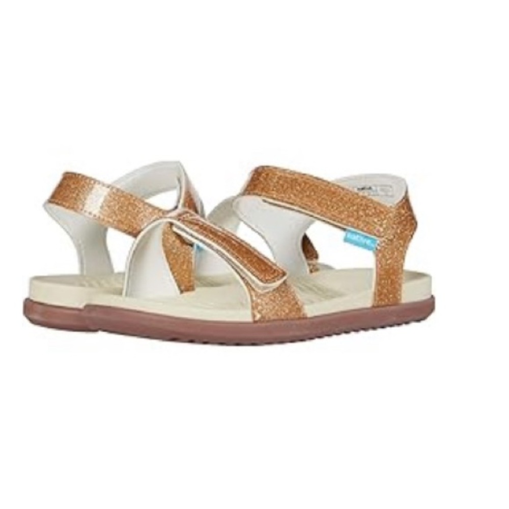 Native Shoes Kids Sandals in White and Gold